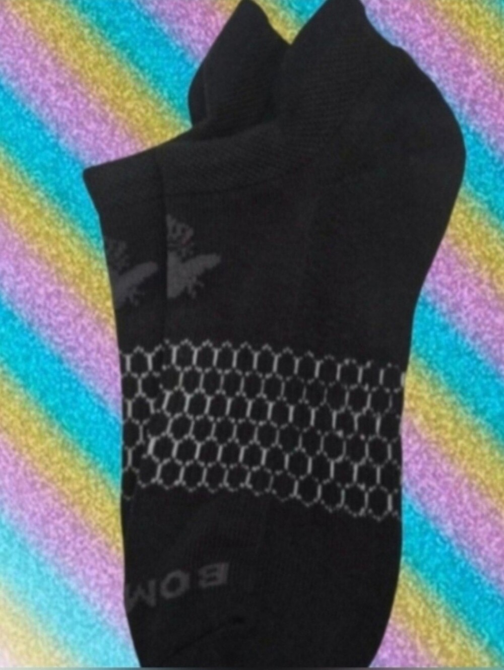 Bombas Ankle Socks Small 3 Pair Unisex Womens & Mens Honeycomb Black/Grey BNWT - Picture 2 of 10